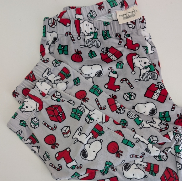 NEW Munki Munki SNOOPY Peanuts Christmas PJ Lounge Jogger Pants Velour Women XL - Picture 2 of 15